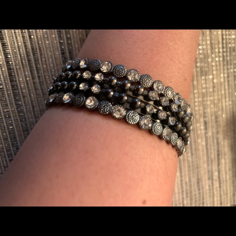 BANGLES (gunmetal with crystal beads)